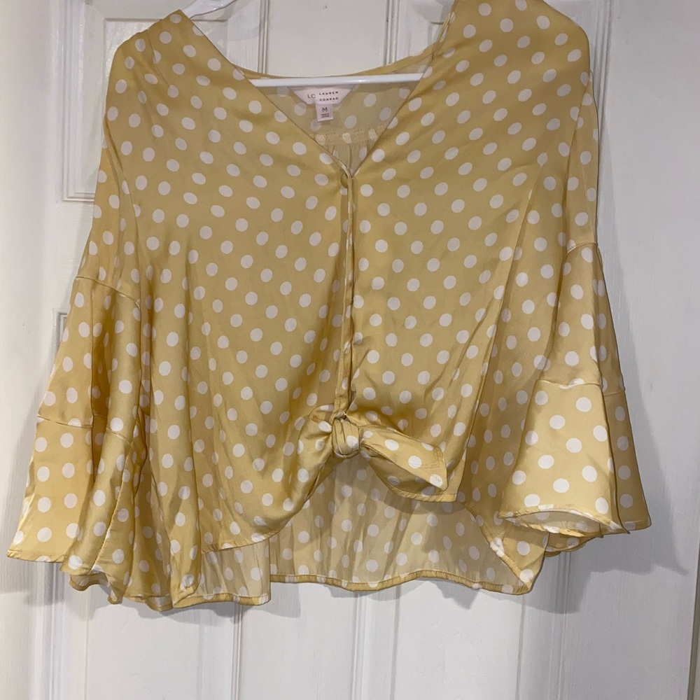 Yellow polka dot crop top